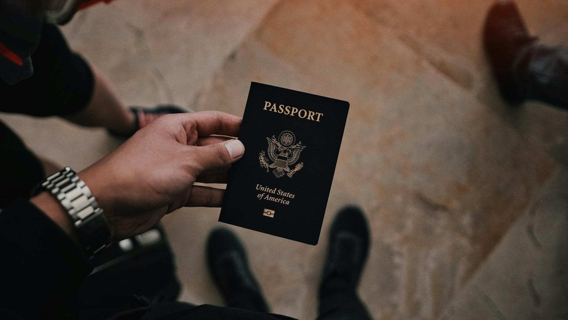 person holding passport