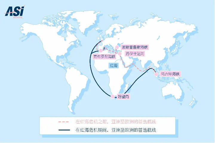 Rerouting of shipments between Asia and Europe amidst Red Sea Crisis